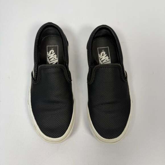Vans Shoes - Vans Perforated Leather Slip-On Shoes Black Size 5.0 Women / 3.5 Men